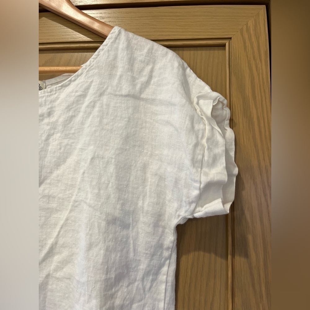 Terzo Millennio White 100% Linen Back Button Top Made in Italy - Picture 5 of 10
